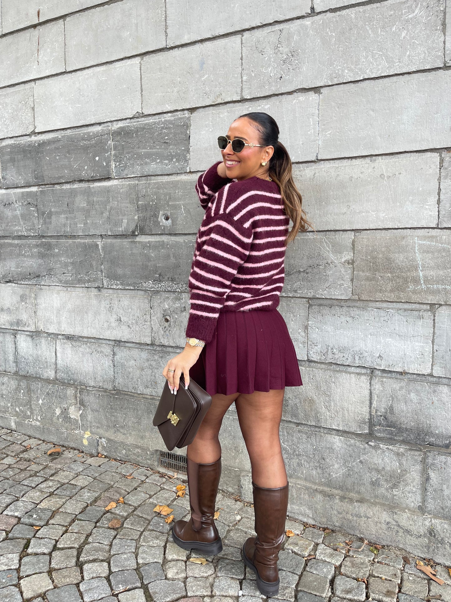 Plissé Skirt Burgundy