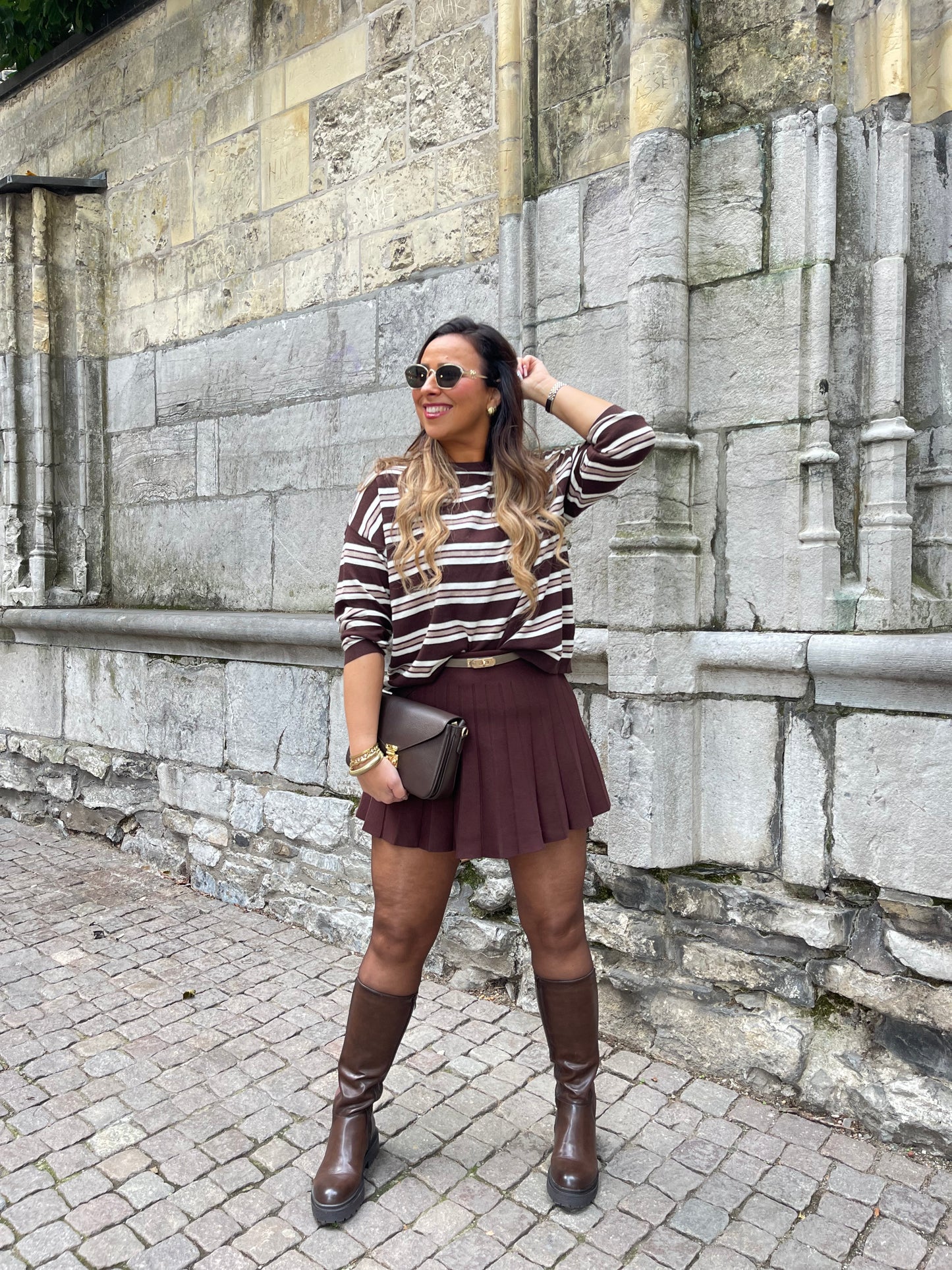Brown Long Stripe Sweat
