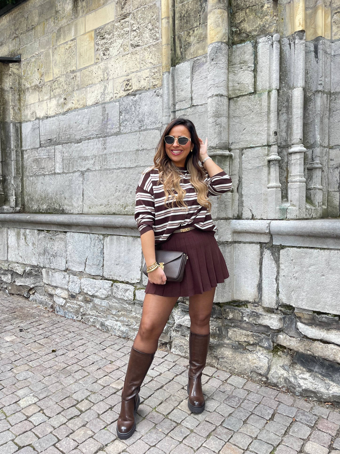 Brown Long Stripe Sweat