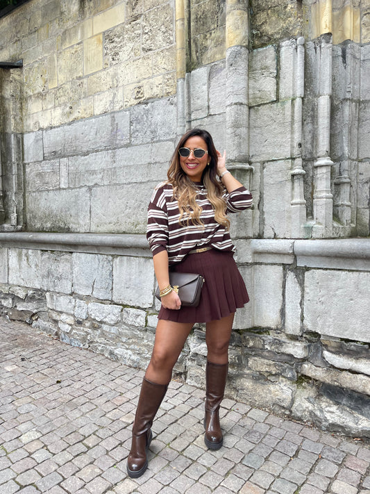 Brown Long Stripe Sweat