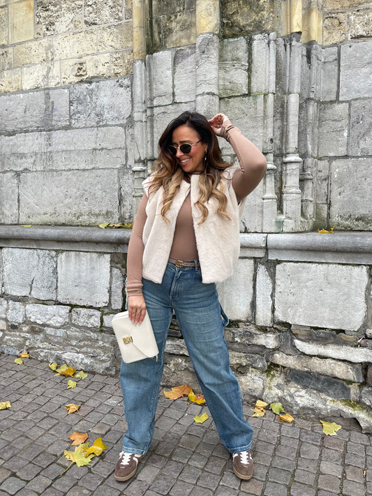 Basic Teddy Gilletje Beige