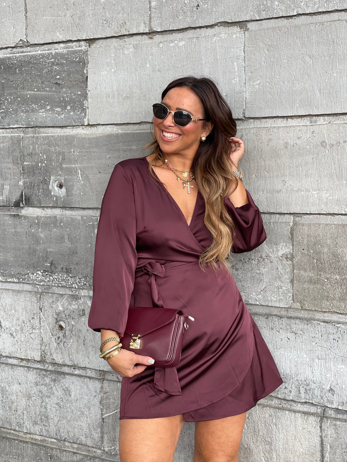Satin Love Dress Burgundy