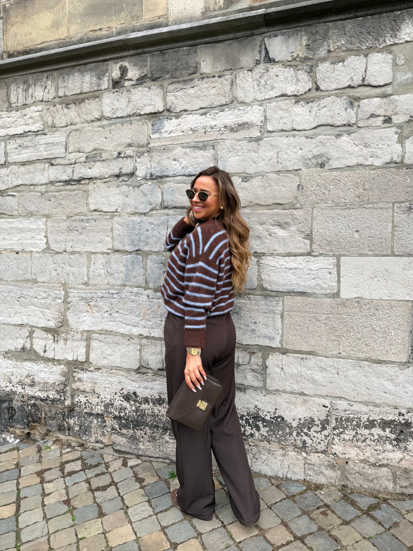 Brown Blue Stripe Sweat