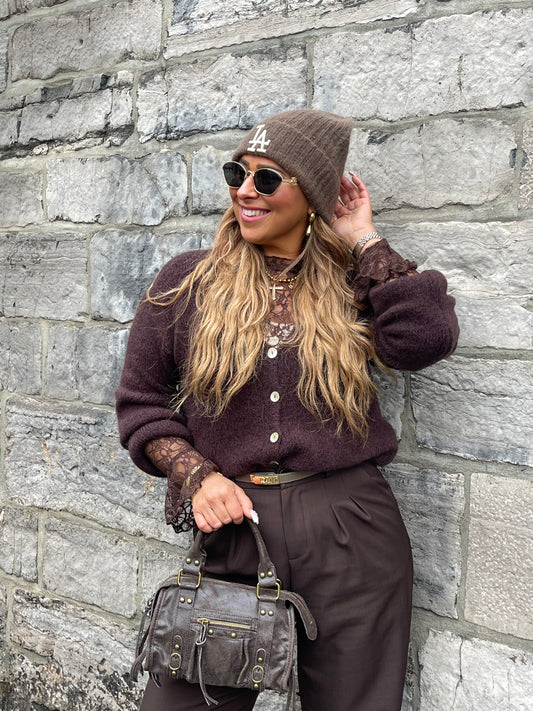 Love The Vibes Cardigan Brown - MyBajka