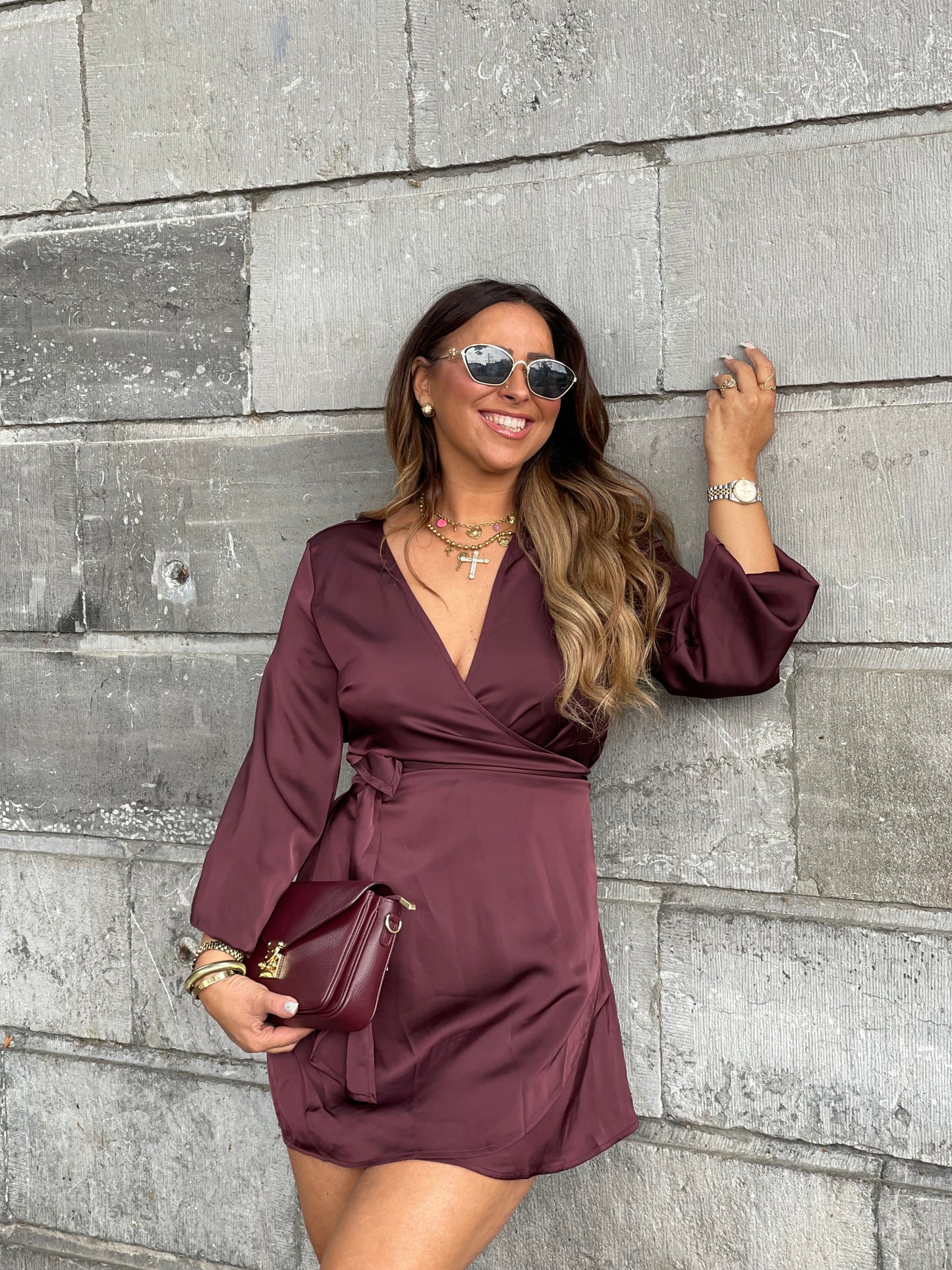 Satin Love Dress Burgundy
