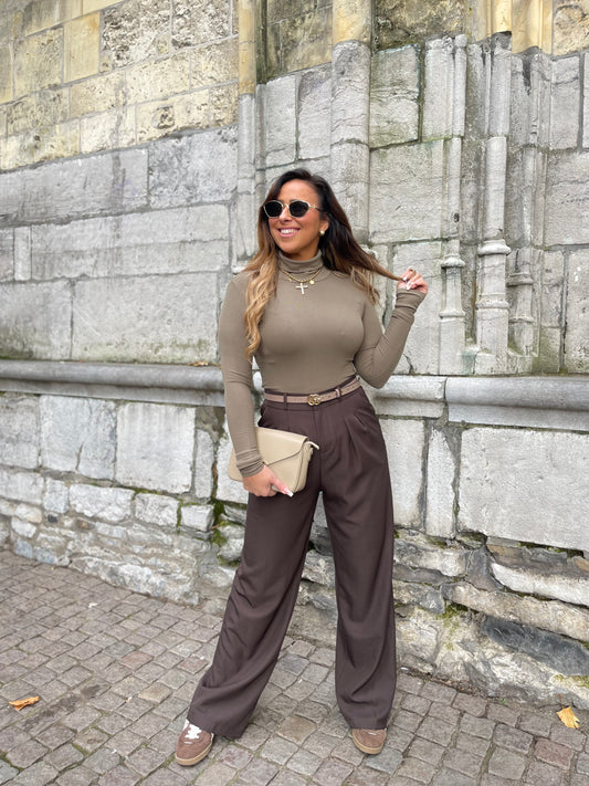 Basic Top High Neck Khaki