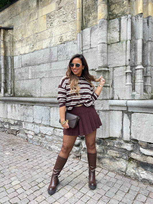Brown Long Stripe Sweat