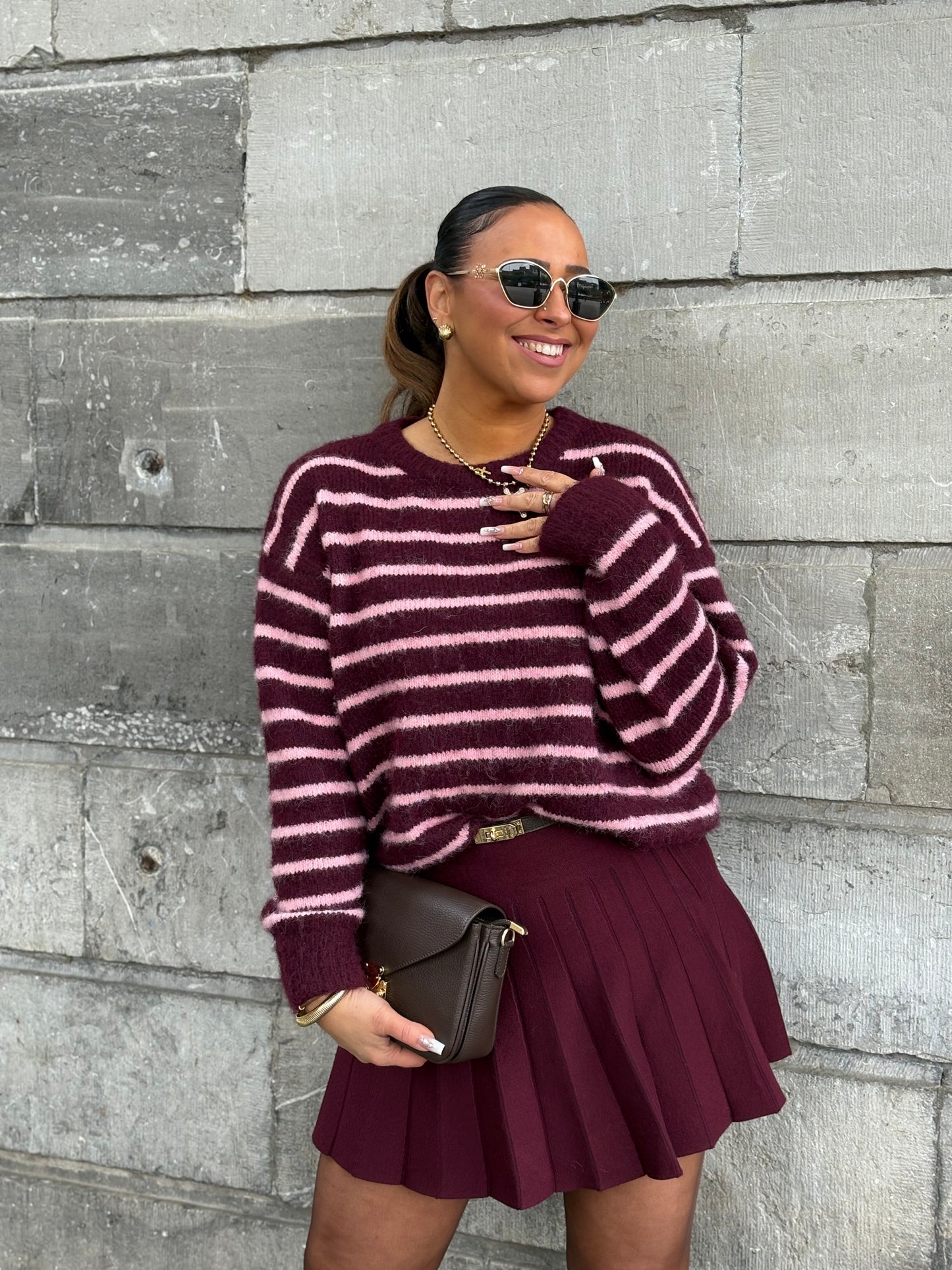 Plissé Skirt Burgundy