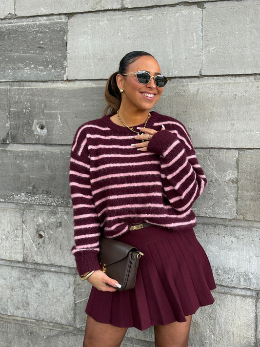 Plissé Skirt Burgundy