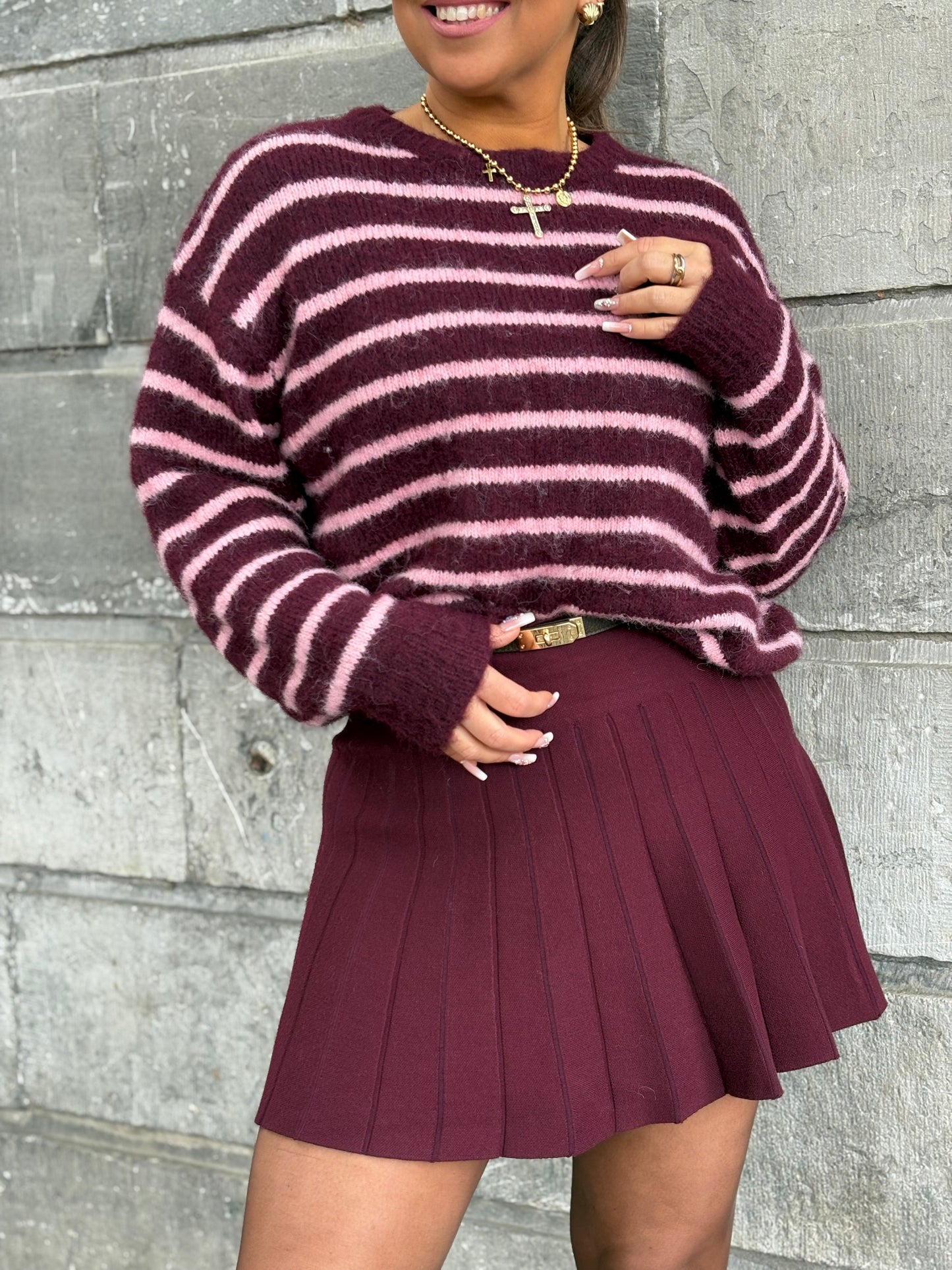 Plissé Skirt Burgundy