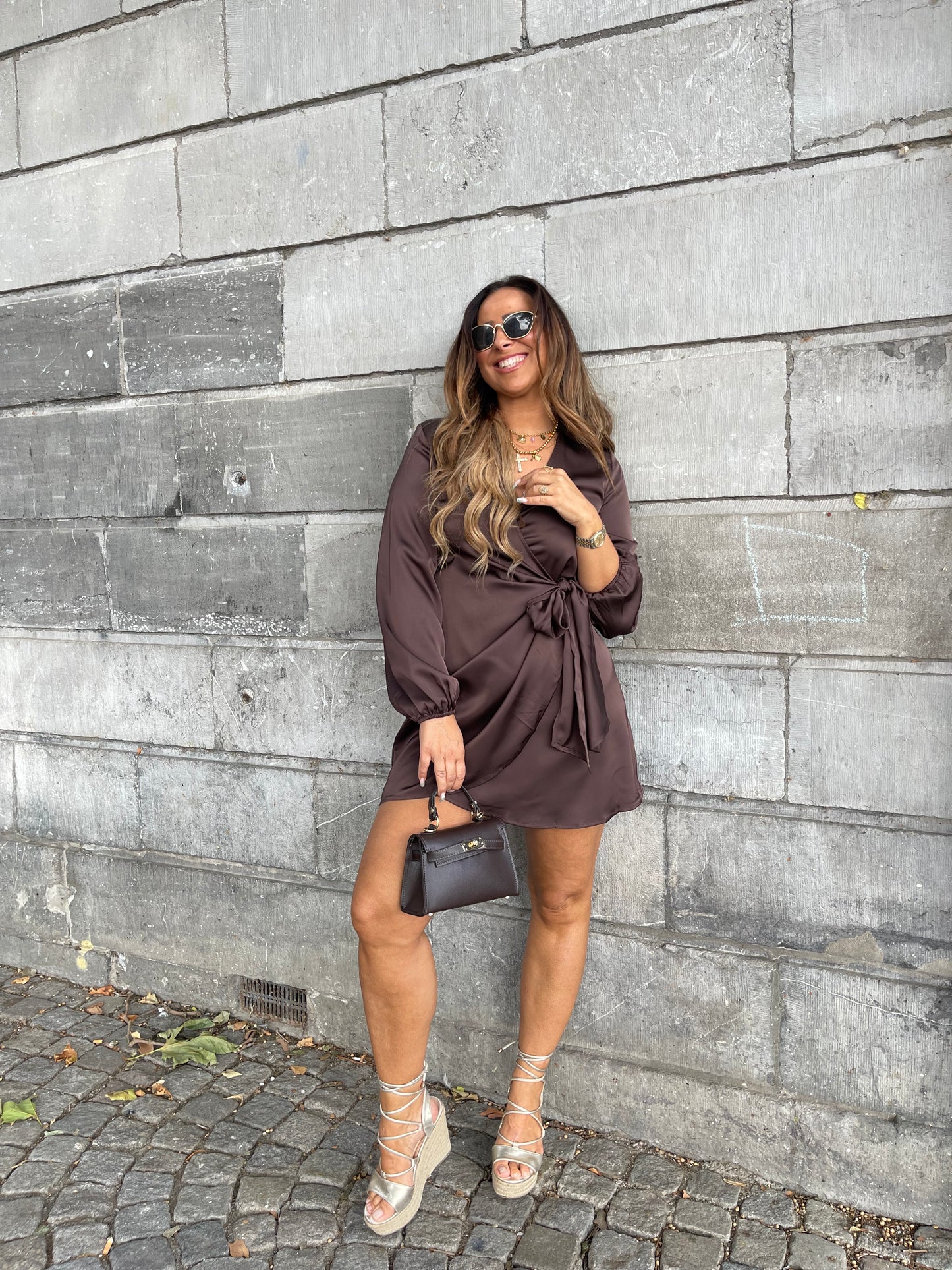 Satin Love Dress Brown