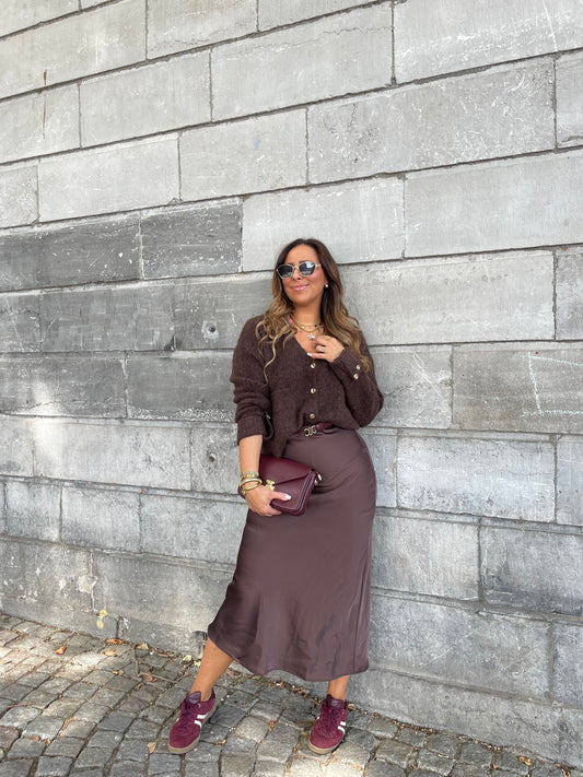 Satin Lover Skirt Brown