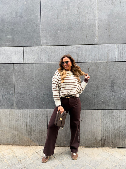 Beige Stripes Sweat