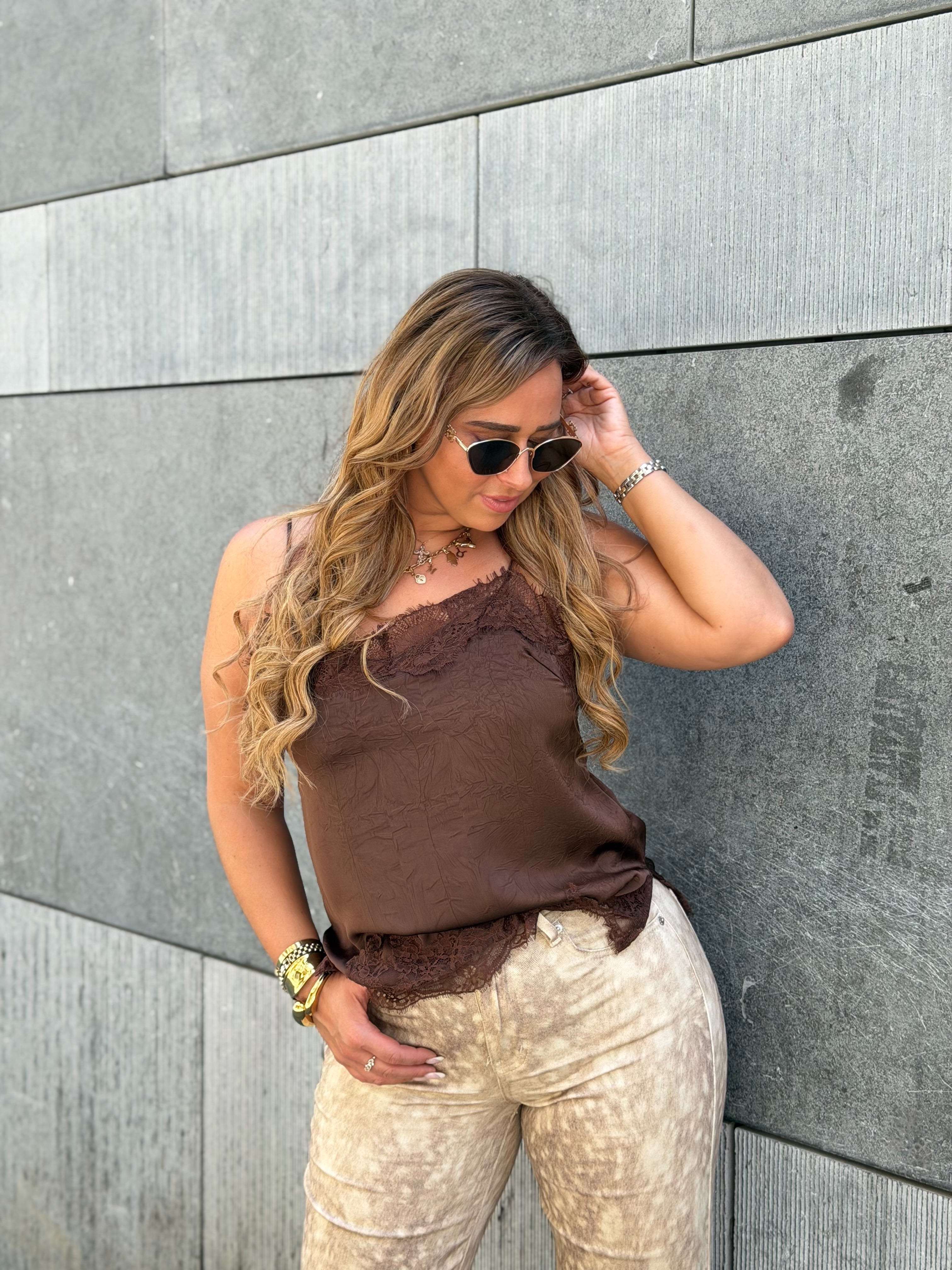 Satin Lover Top Brown