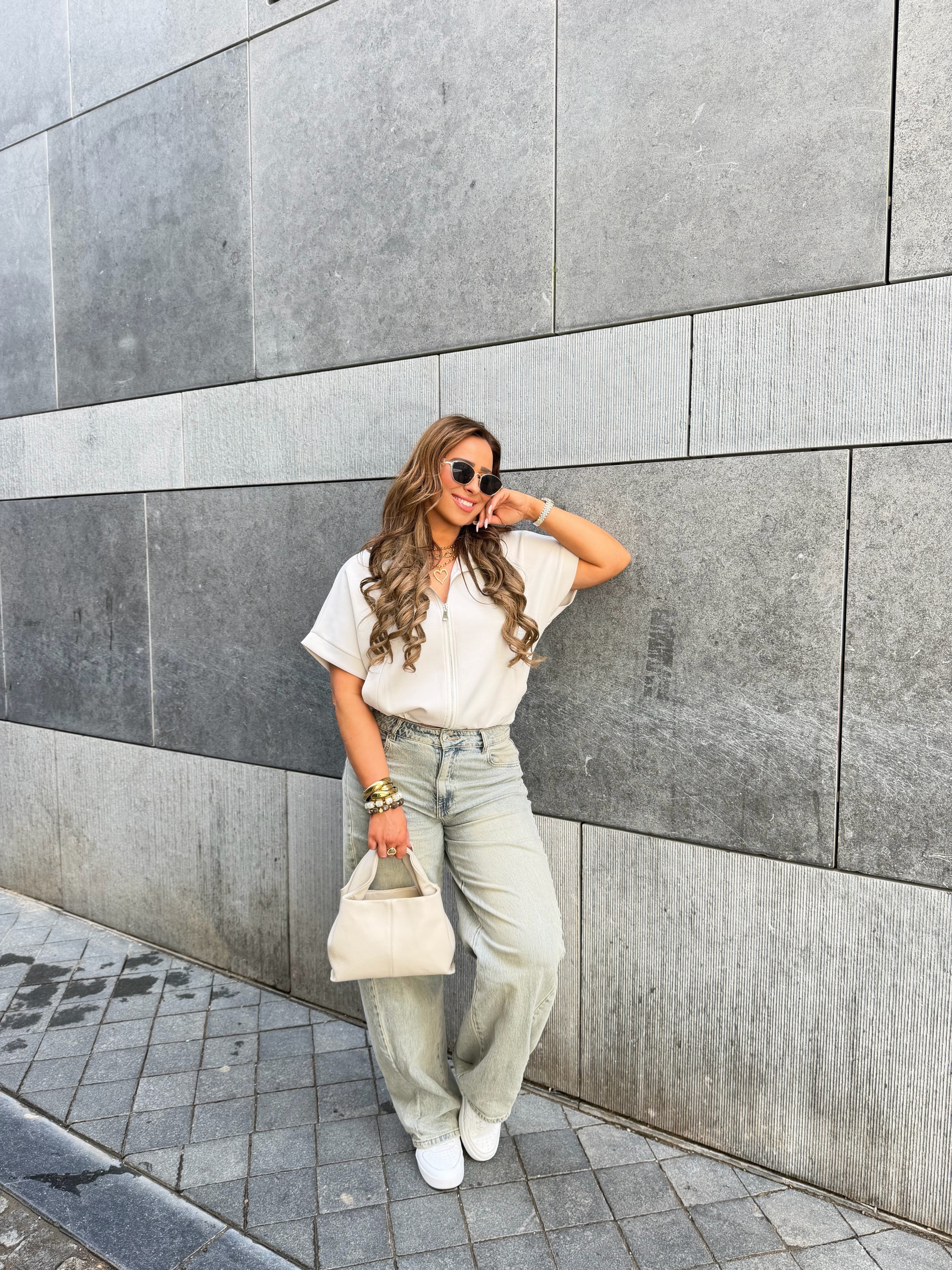 Casual Zipper Beige