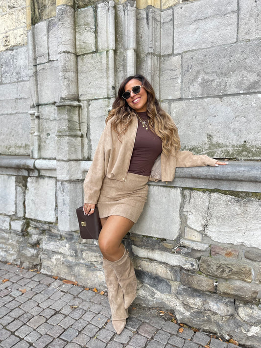 Get It Girl Skirt Beige