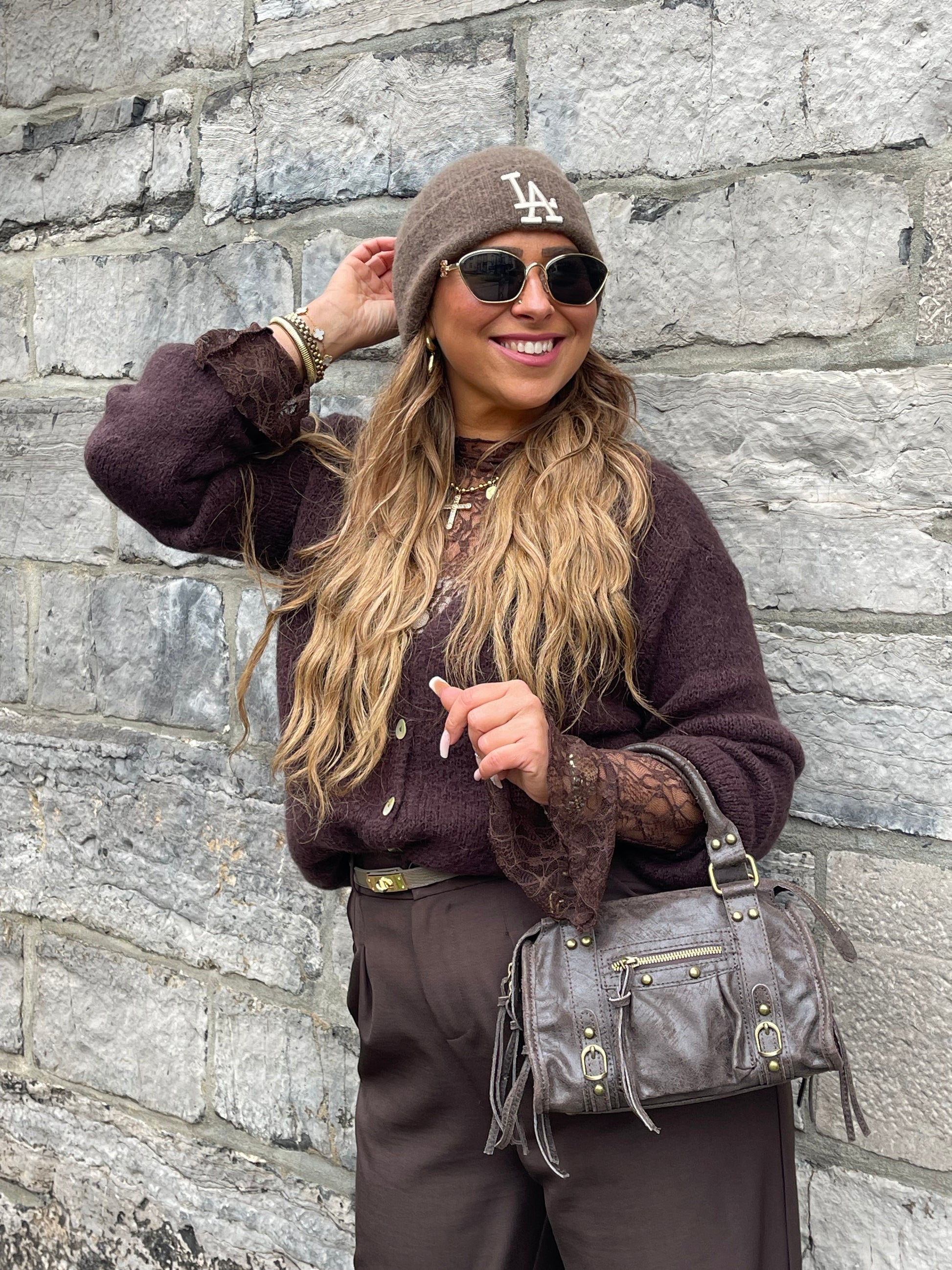 Love The Vibes Cardigan Brown - MyBajka
