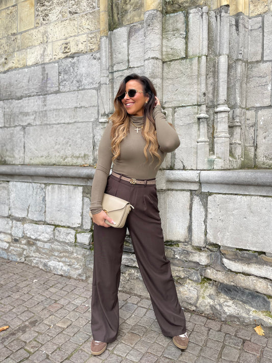 Basic Top High Neck Khaki