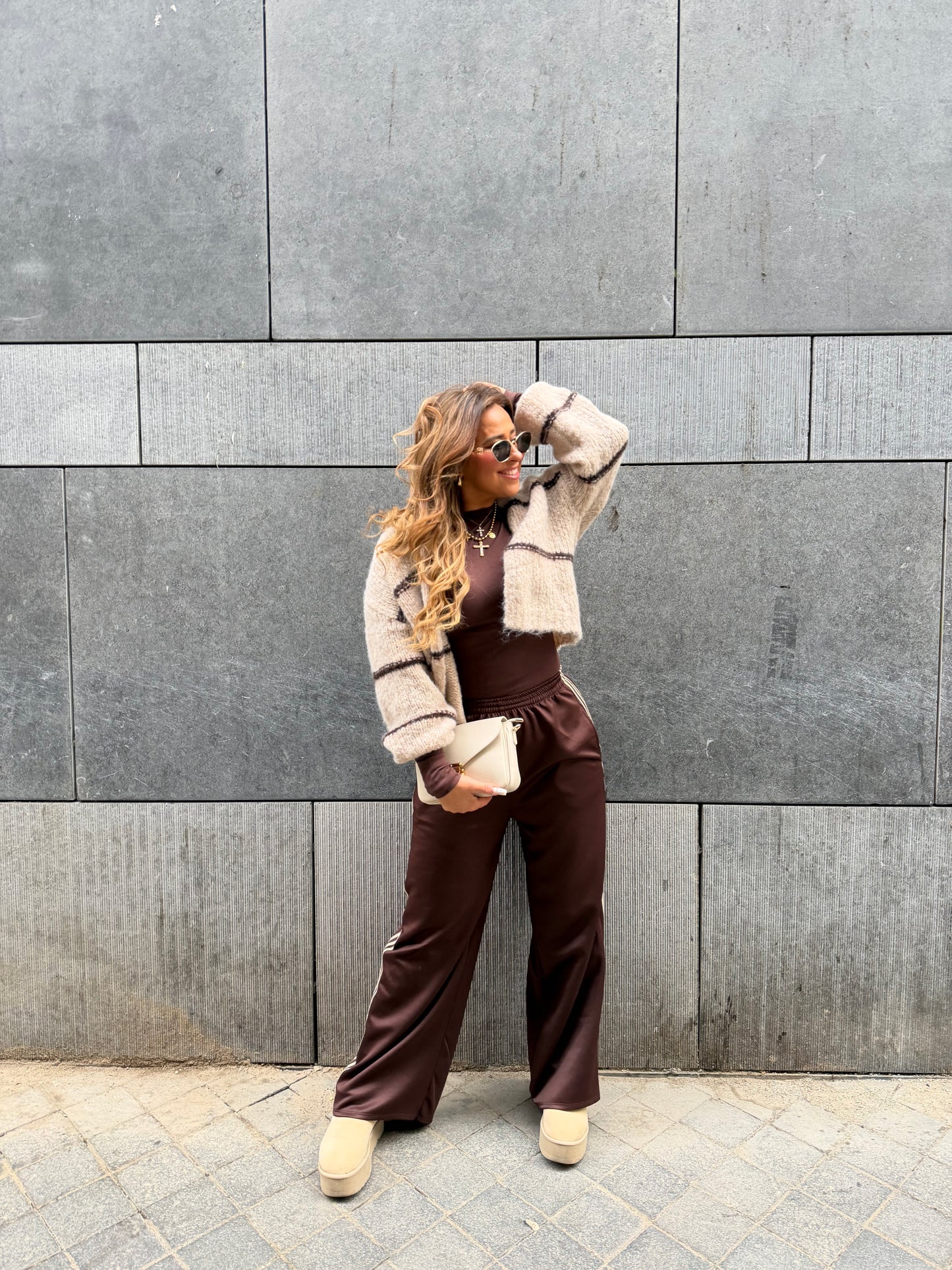 Stripes Cardigan Beige