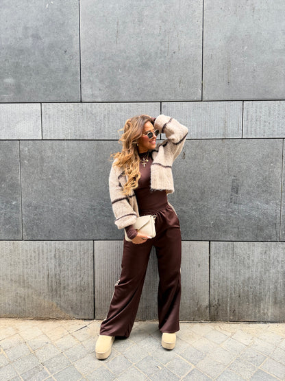 Stripes Cardigan Beige