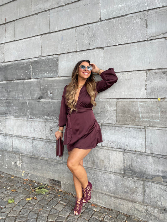 Satin Love Dress Burgundy