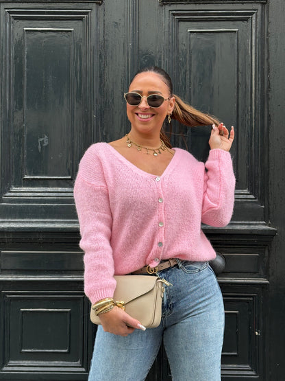 Love The Vibes Cardigan Bubble Pink
