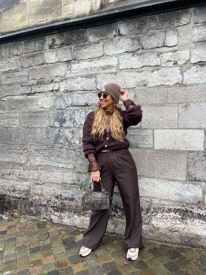 Love The Vibes Cardigan Brown - MyBajka