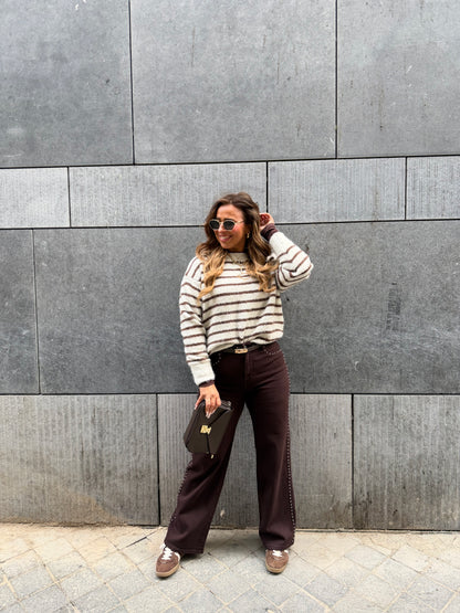 Beige Stripes Sweat