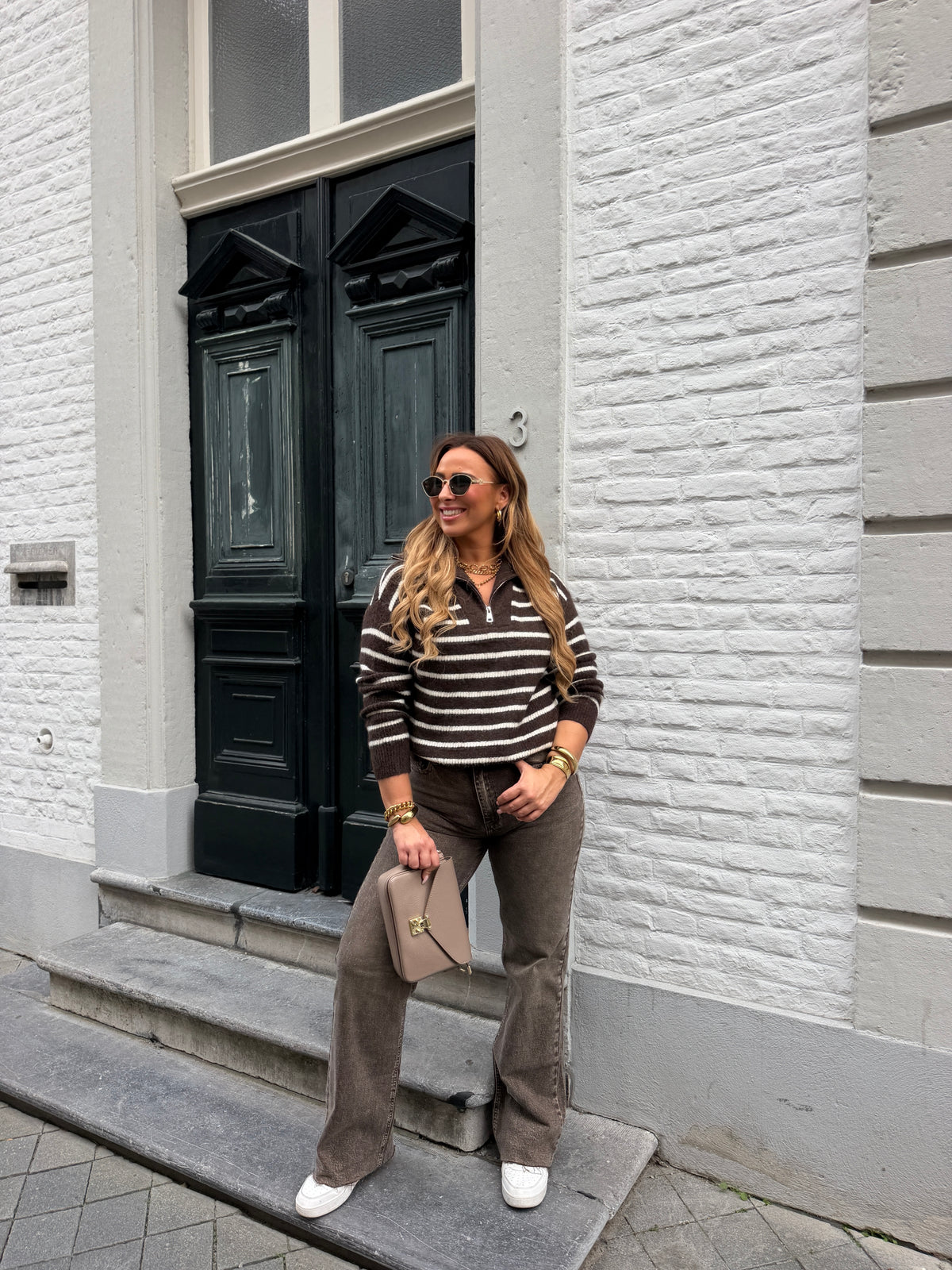 Emma Stripe Brown