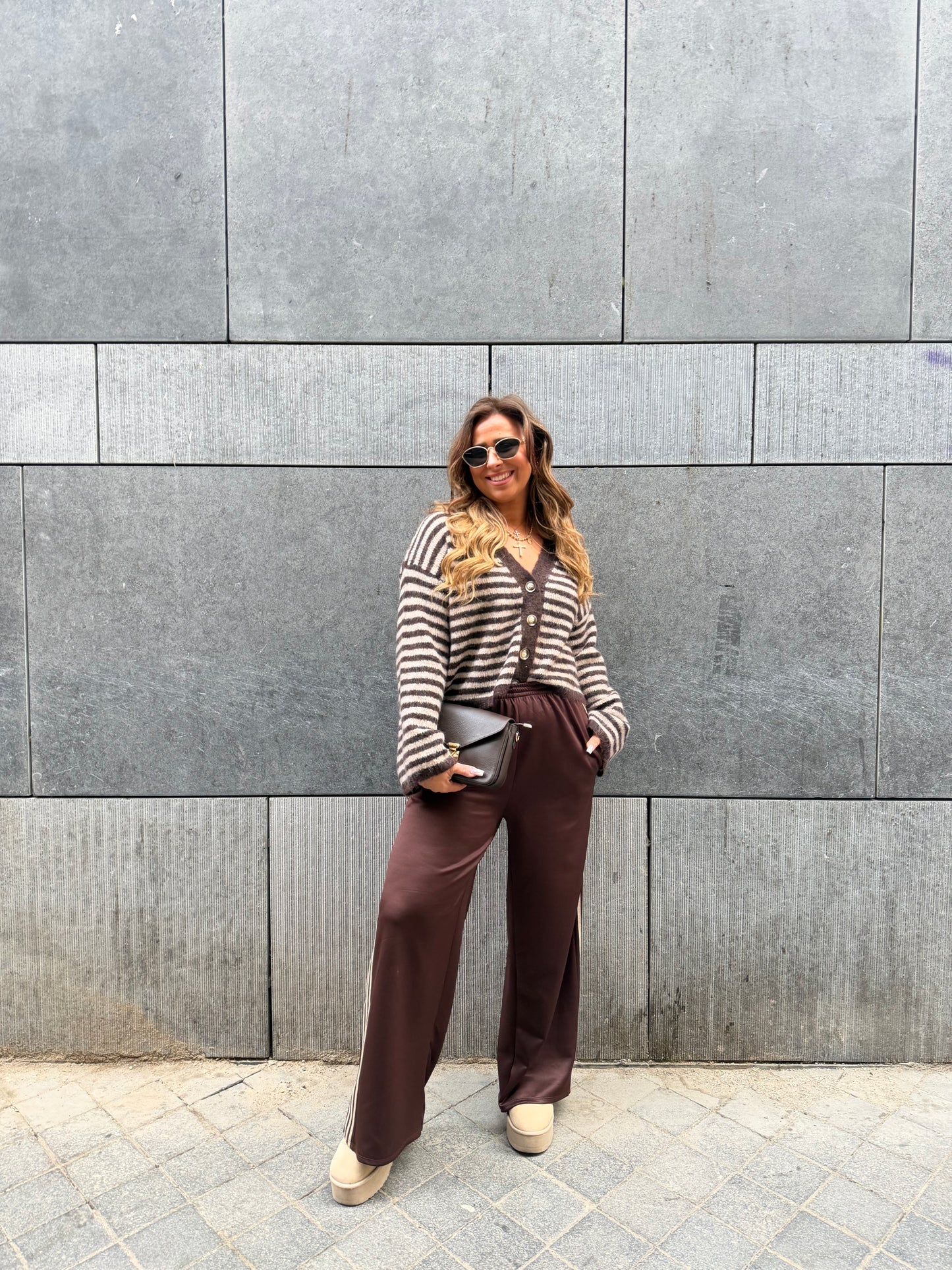 Brown Striped Cardigan