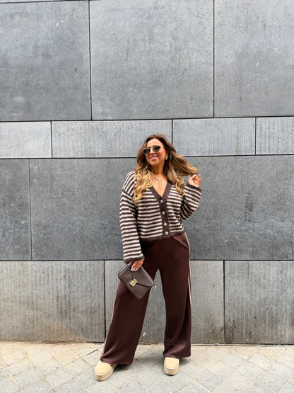 Brown Striped Cardigan