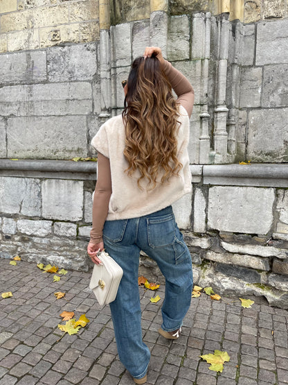 Basic Teddy Gilletje Beige