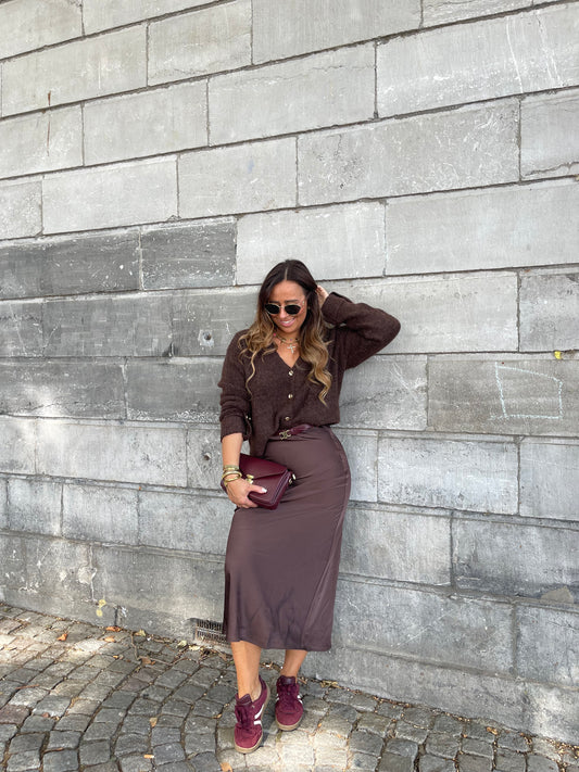 Satin Lover Skirt Brown