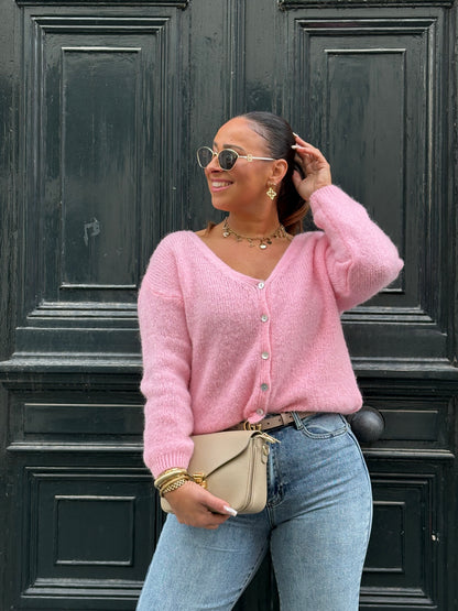 Love The Vibes Cardigan Bubble Pink
