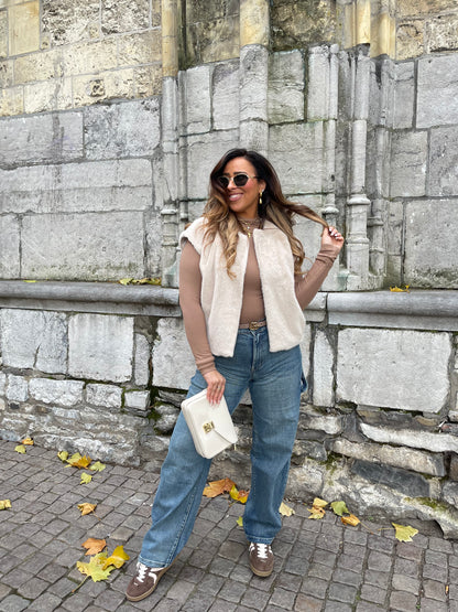 Basic Teddy Gilletje Beige