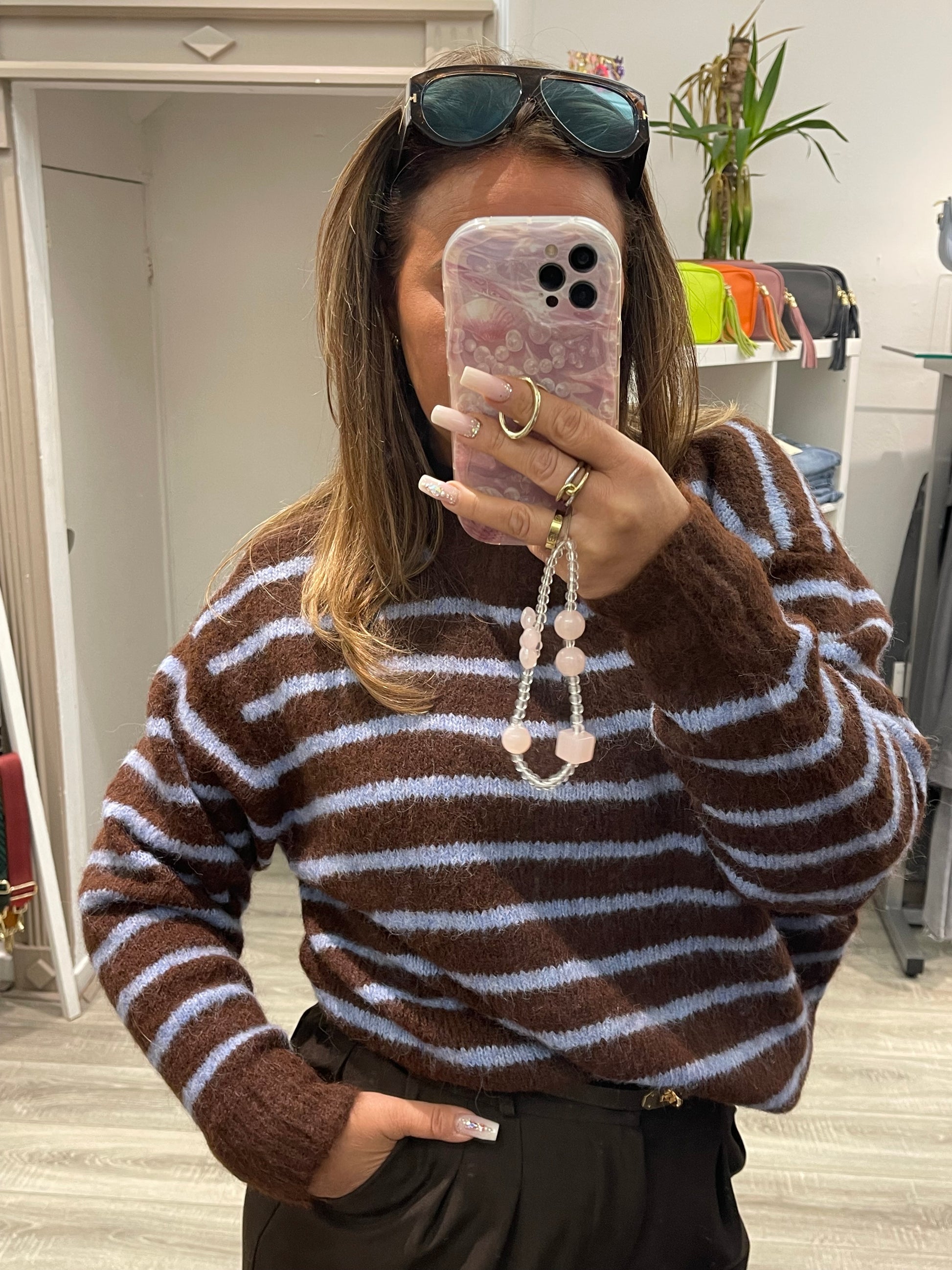 Brown Blue Stripe Sweat - MyBajka