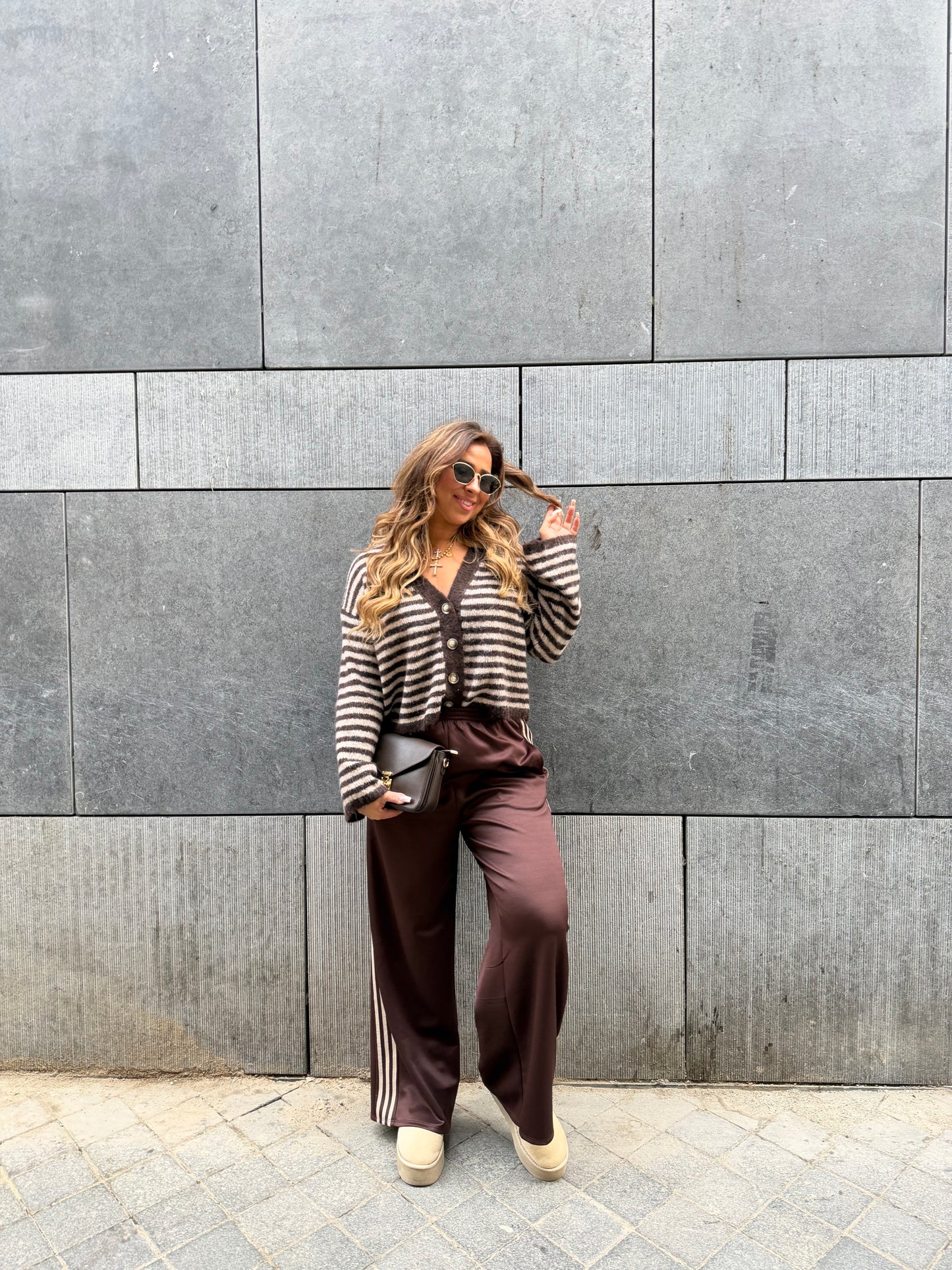 Brown Striped Cardigan