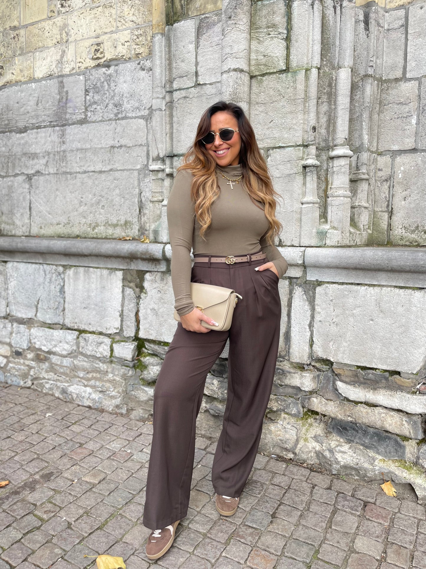 Basic Top High Neck Khaki