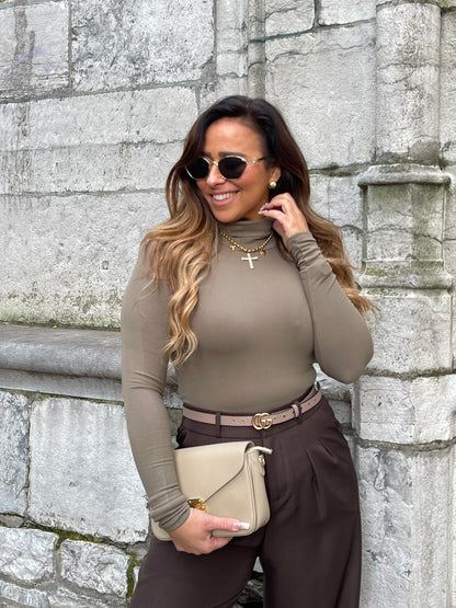 Basic Top High Neck Khaki