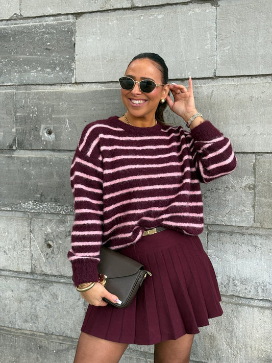 Plissé Skirt Burgundy