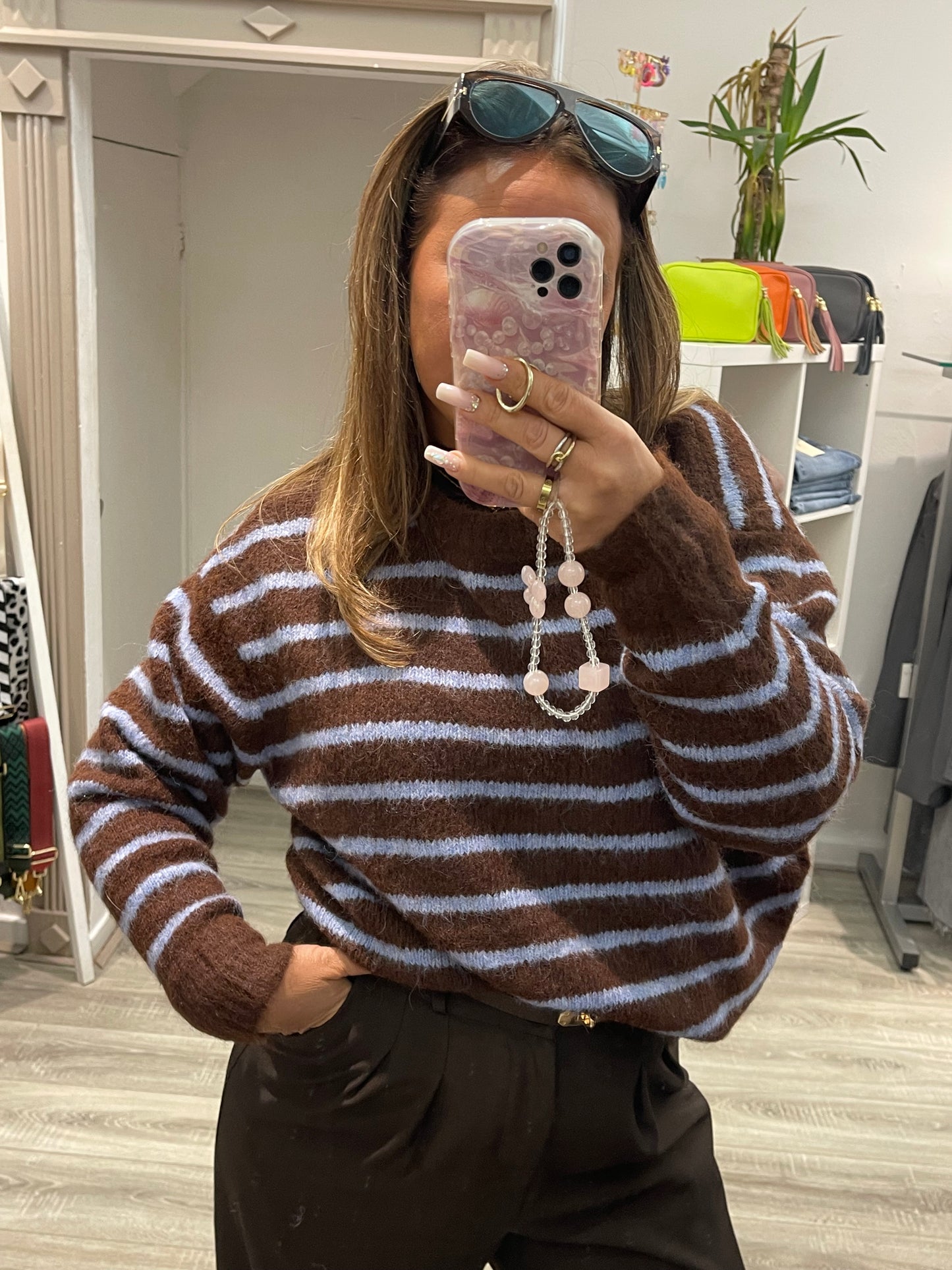 Brown Blue Stripe Sweat - MyBajka