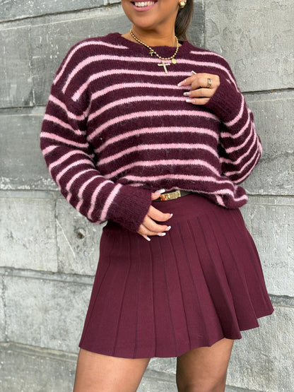 Plissé Skirt Burgundy