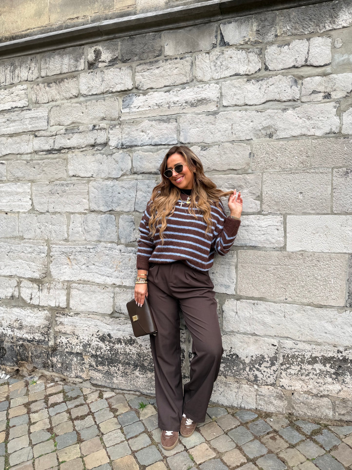 Brown Blue Stripe Sweat