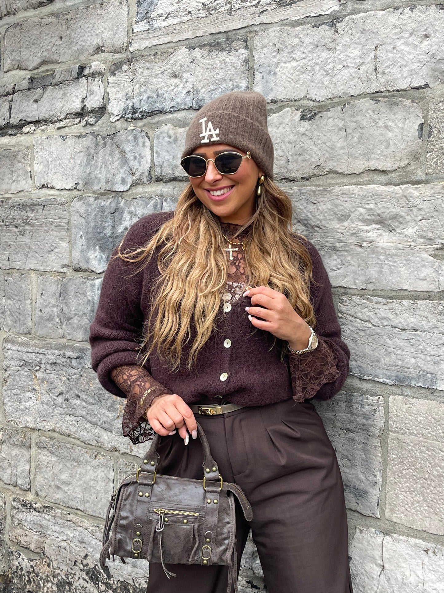 Love The Vibes Cardigan Brown - MyBajka