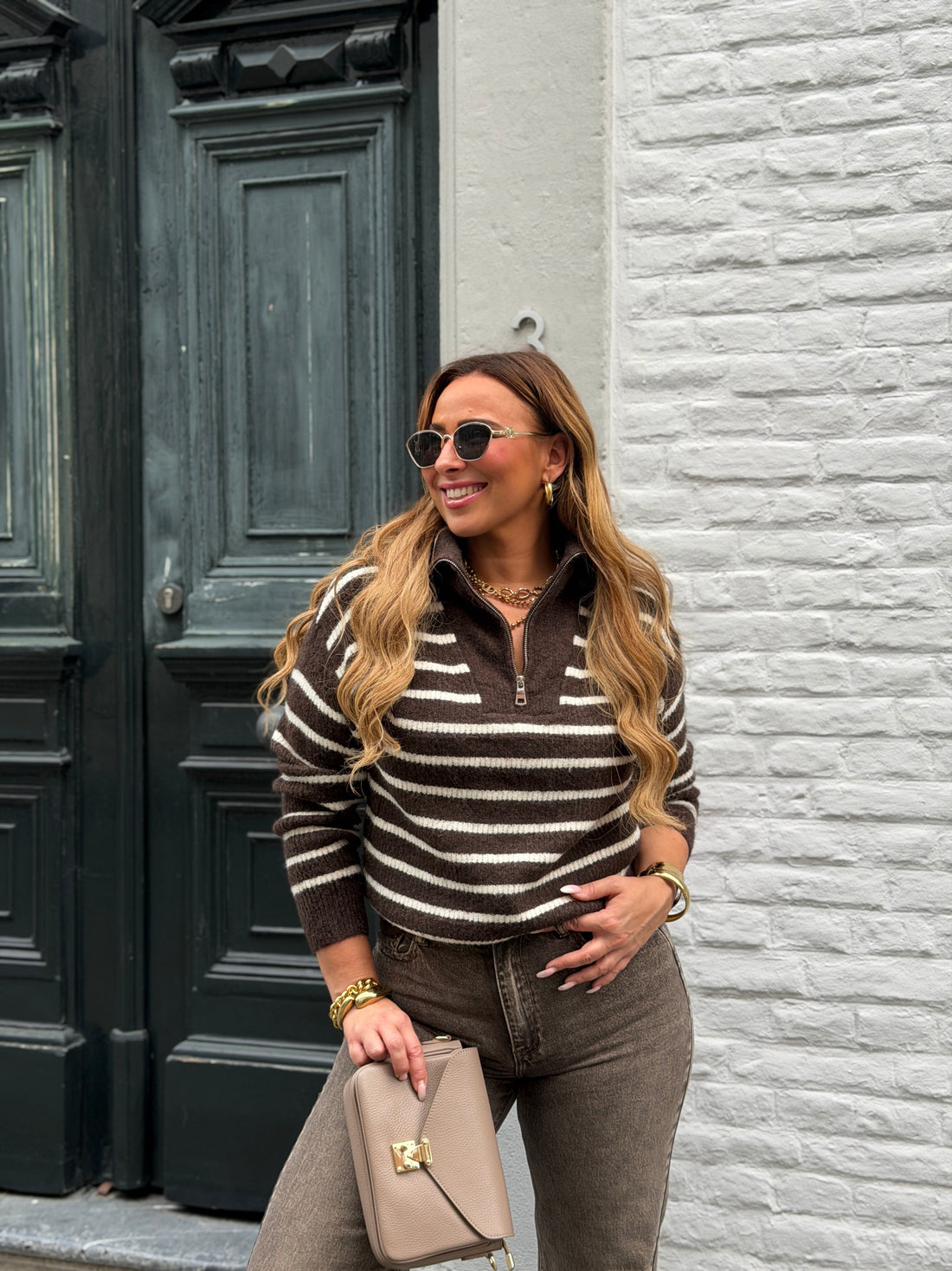 Emma Stripe Brown