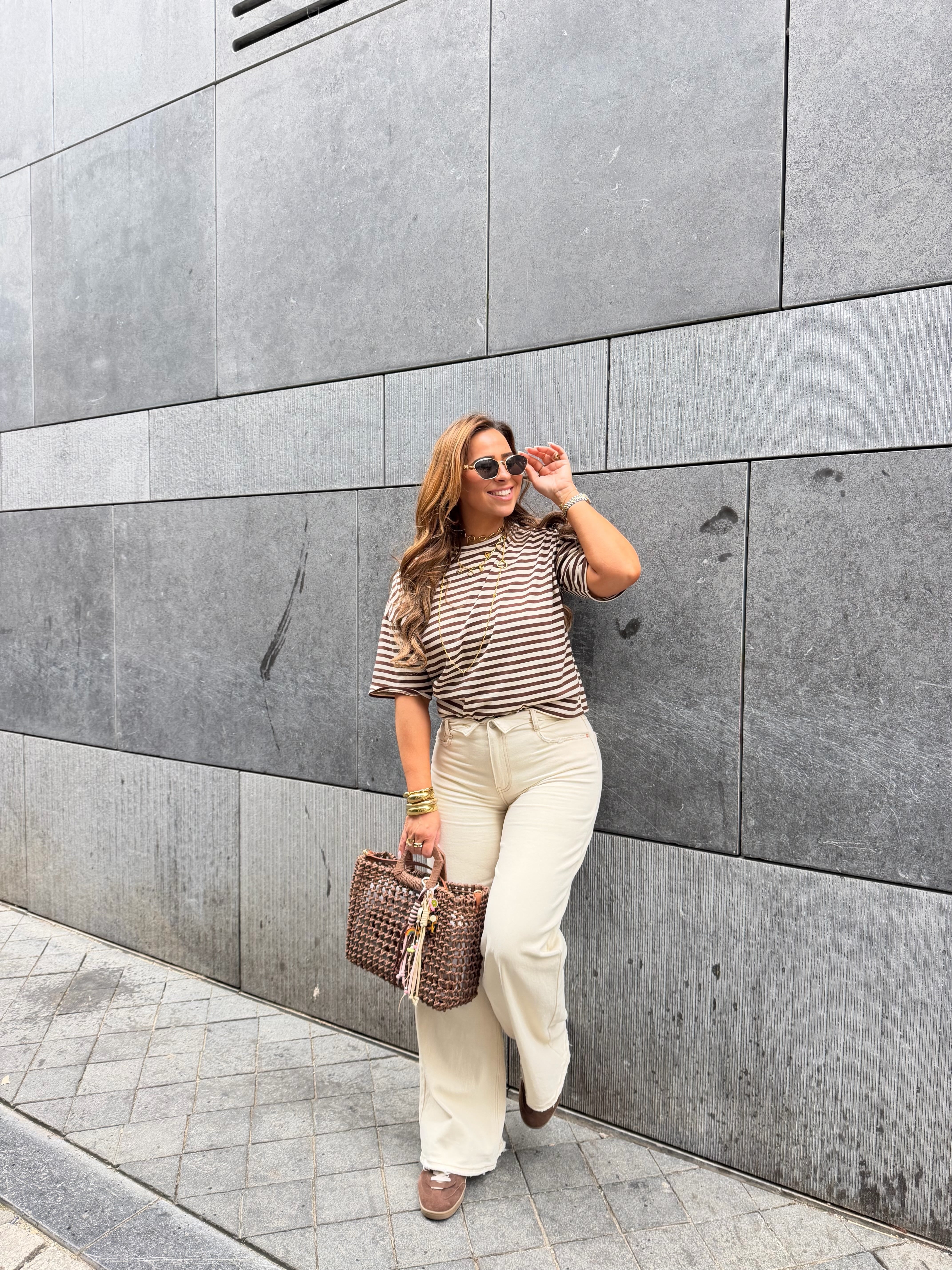Folded Jeans Beige