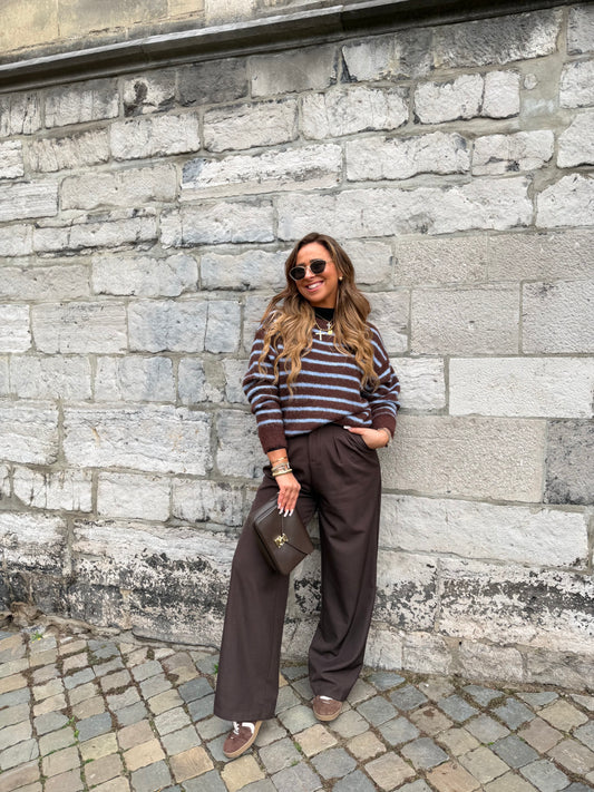 Brown Blue Stripe Sweat