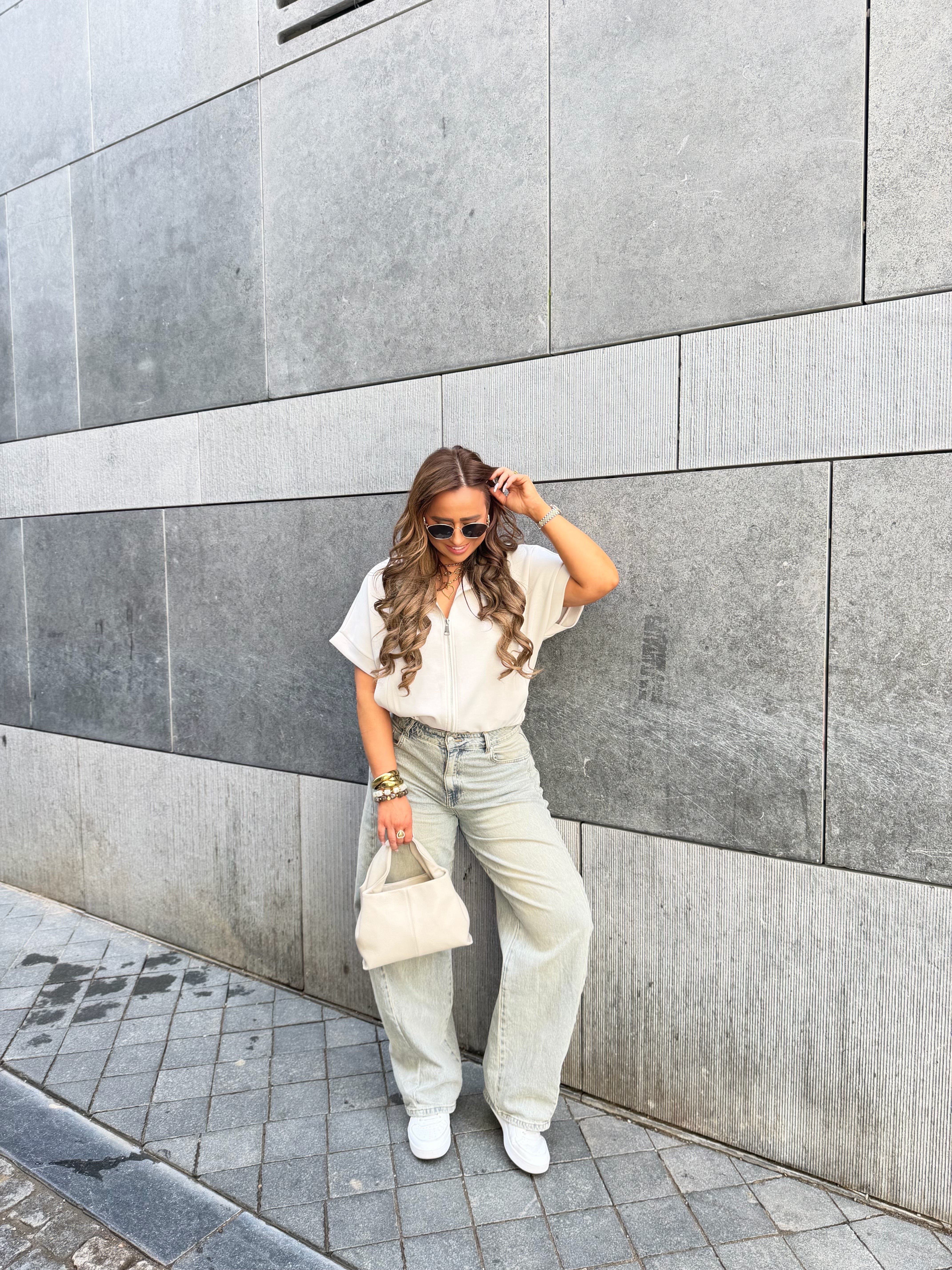 Casual Zipper Beige