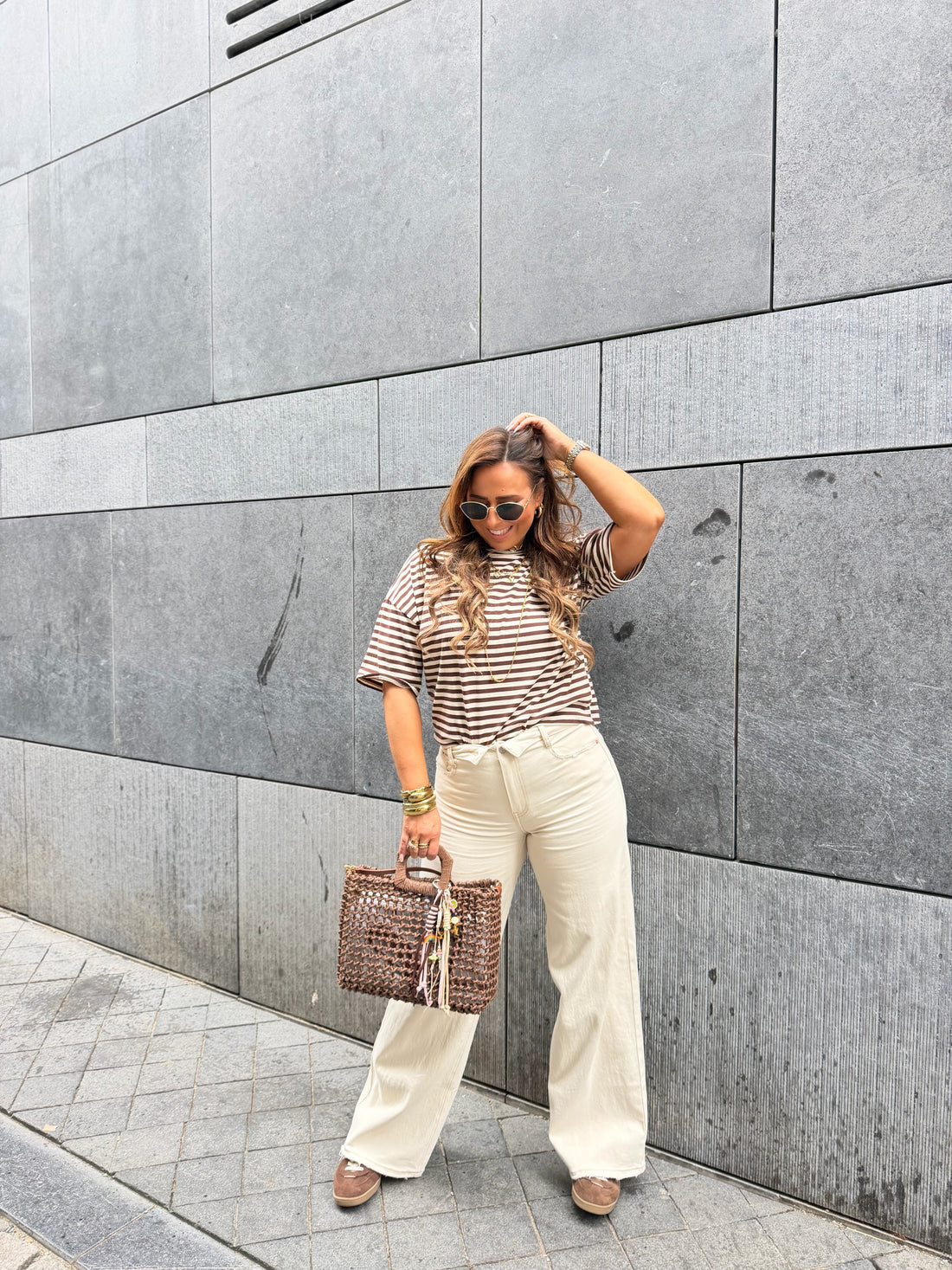 Folded Jeans Beige