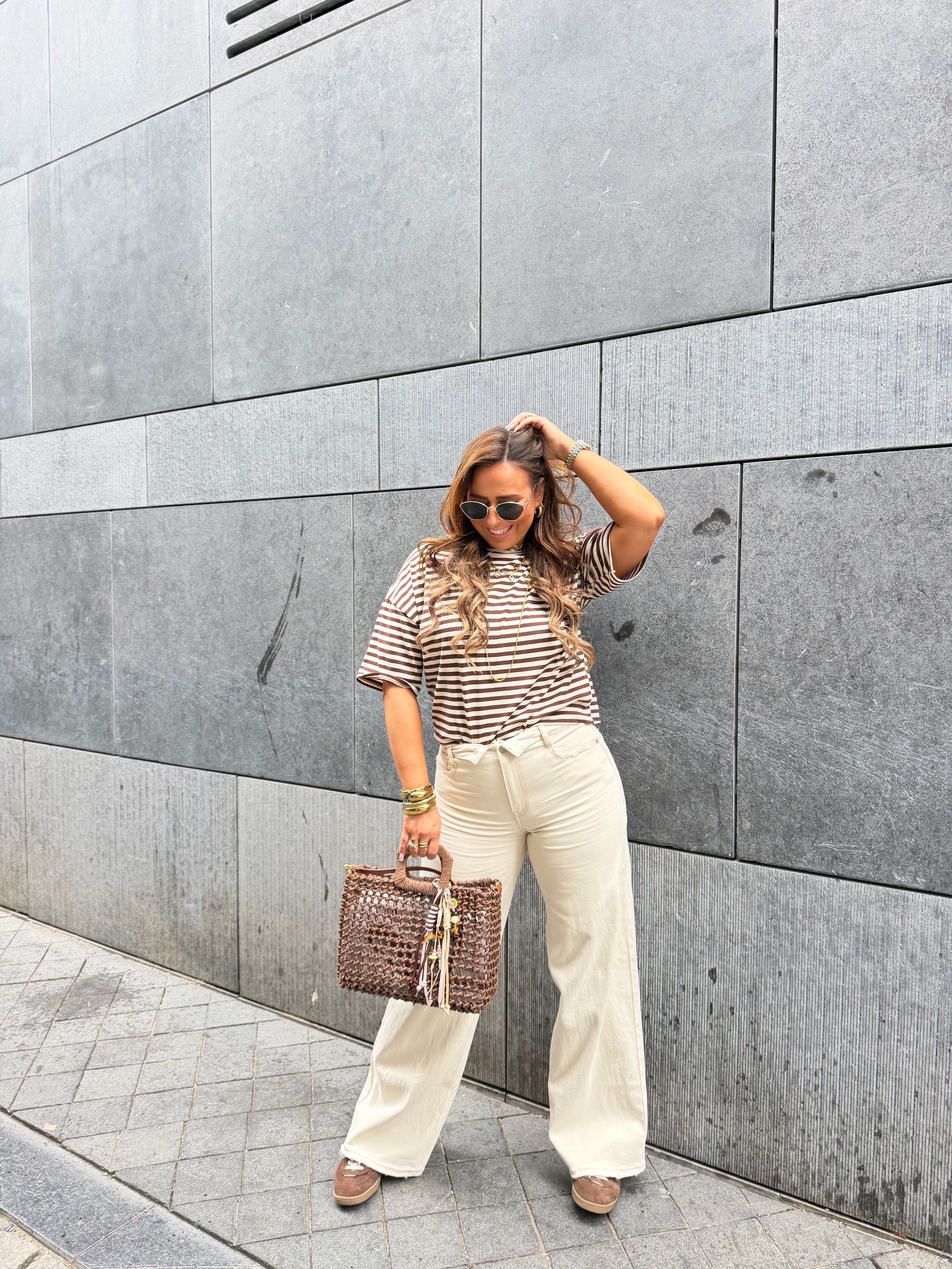 Folded Jeans Beige
